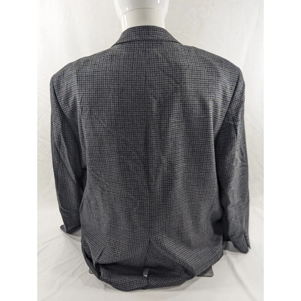 New No Tags Chaps Blazer Sports Jacket Coat Lambswool Gray Houndstooth 48R‎ 50